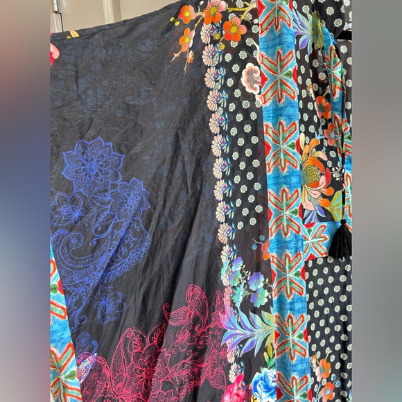 Johnny Was Dreamer Long Kaftan Maxi Dress Boho Floral Silk Blend Size L - Picture 6 of 10